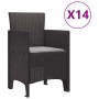 Conjunto de Comedor de Jardín 15 pcs Marrón Ratan Polt