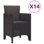 Conjunto de Comedor de Jardín 15 pcs Marrón Ratan Polt