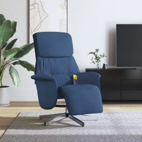 Sillón reclinable de masaje con reposapiés tela azul en Sillones | Comprar online en Foro24