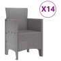 Conjunto de Comedor de Jardín 15 pcs Gris Claro Ratan Polt