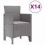 Conjunto de Comedor de Jardín 15 pcs Gris Claro Ratan Polt