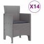 Conjunto de Comedor de Jardín 15 pcs Gris Claro Ratan Polt