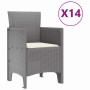Conjunto de Comedor de Jardín 15 pcs Gris Claro Ratan Polt