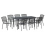 Conjunto de Comedor de Jardín 9 pcs Antracita Acero