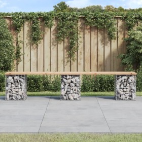 Banco de jardín diseño gaviones madera maciza pino 203x31x42 cm