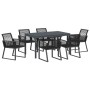 Conjunto de Comedor de Jardín 7 pcs Negro Acero y polirratán