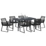 Conjunto de Comedor de Jardín 7 pcs Negro Acero y polirratán