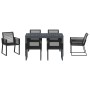 Conjunto de Comedor de Jardín 7 pcs Negro Acero y polirratán