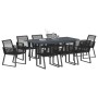 Conjunto de Comedor de Jardín 9 pcs Negro Acero y polirratán
