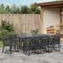 Conjunto de Comedor de Jardín 9 pcs Negro Acero y polirratán