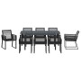 Conjunto de Comedor de Jardín 9 pcs Negro Acero y polirratán