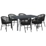 Conjunto de Comedor de Jardín 7 pcs Negro Poliratán