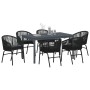 Conjunto de Comedor de Jardín 7 pcs Negro Poliratán