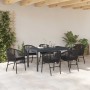 Conjunto de Comedor de Jardín 7 pcs Negro Poliratán