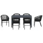 Conjunto de Comedor de Jardín 7 pcs Negro Poliratán