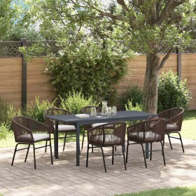 Conjunto de Comedor de Jardín 7 pcs Marrón Poliratán