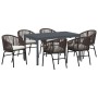 Conjunto de Comedor de Jardín 7 pcs Marrón Poliratán