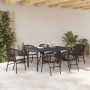 Conjunto de Comedor de Jardín 7 pcs Marrón Poliratán