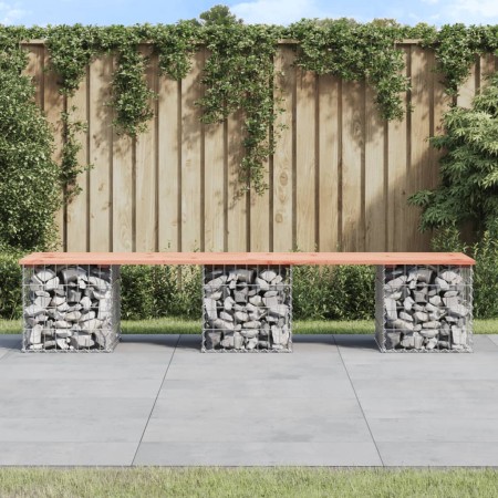 Bank garden design with gabions made of Douglas fir wood 203x44x42 cm by vidaXL, garden benches - Ref: Foro24-834342, Price: ...