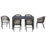 Conjunto de Comedor de Jardín 7 pcs Marrón Poliratán
