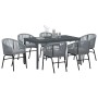Conjunto de Comedor de Jardín 7 pcs Gris Poliratán
