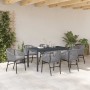 Conjunto de Comedor de Jardín 7 pcs Gris Poliratán