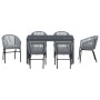 Conjunto de Comedor de Jardín 7 pcs Gris Poliratán