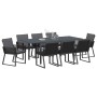 Conjunto de Comedor de Jardín 9 pcs Negro Poliratán