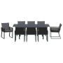 Conjunto de Comedor de Jardín 9 pcs Negro Poliratán