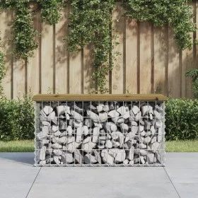 Bank garden design gabion impregnated pine wood 83x31.5x42 cm by vidaXL, garden benches - Ref: Foro24-834349, Price: 58,29 €,...