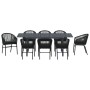 Conjunto de Comedor de Jardín 9 pcs Negro Poliratán