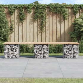 Banco de jardín diseño gaviones madera maciza pino 203x44x42 cm de vidaXL, Bancos de jardín - Ref: Foro24-834341, Precio: 117...