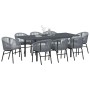 Conjunto de Comedor de Jardín 9 pcs Gris Poliratán