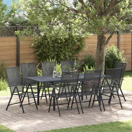 Conjunto de Comedor de Jardín 9 pcs Acero
