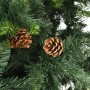 Árbol de Navidad artificial iluminado con luces y piñas 210 cm