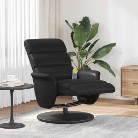 Sillón reclinable masaje con reposapiés cuero sintético negro Sillón reclinable masaje con reposapiés cuero sintético negro
