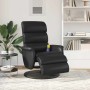 Sillón reclinable masaje con reposapiés cuero sintético negro