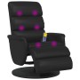 Sillón reclinable masaje con reposapiés cuero sintético negro