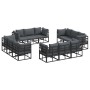 Conjunto de sofá de jardín con cojín 12 pcs Negro Aluminio