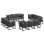 Conjunto de sofá de jardín con cojín 13 pcs Negro Aluminio