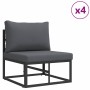 Conjunto de sofá de jardín con cojín 13 pcs Negro Aluminio