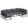 Conjunto de sofá de jardín con cojín 6 pcs Negro Aluminio