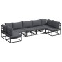 Conjunto de sofá de jardín con cojín 7 pcs Negro Aluminio