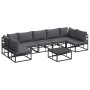 Conjunto de sofá de jardín con cojín 8 pcs Negro Aluminio
