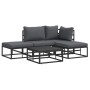 Conjunto de sofá de jardín con cojín 5 pcs Negro Aluminio