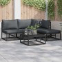 Conjunto de sofá de jardín con cojín 4 pcs Negro Aluminio