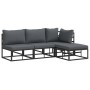 Conjunto de sofá de jardín con cojín 4 pcs Negro Aluminio