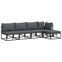 Conjunto de sofá de jardín con cojín 5 pcs Negro Aluminio