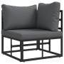Conjunto de sofá de jardín con cojín 6 pcs Negro Aluminio