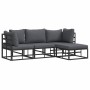 Conjunto de sofá de jardín con cojín 4 pcs Negro Aluminio